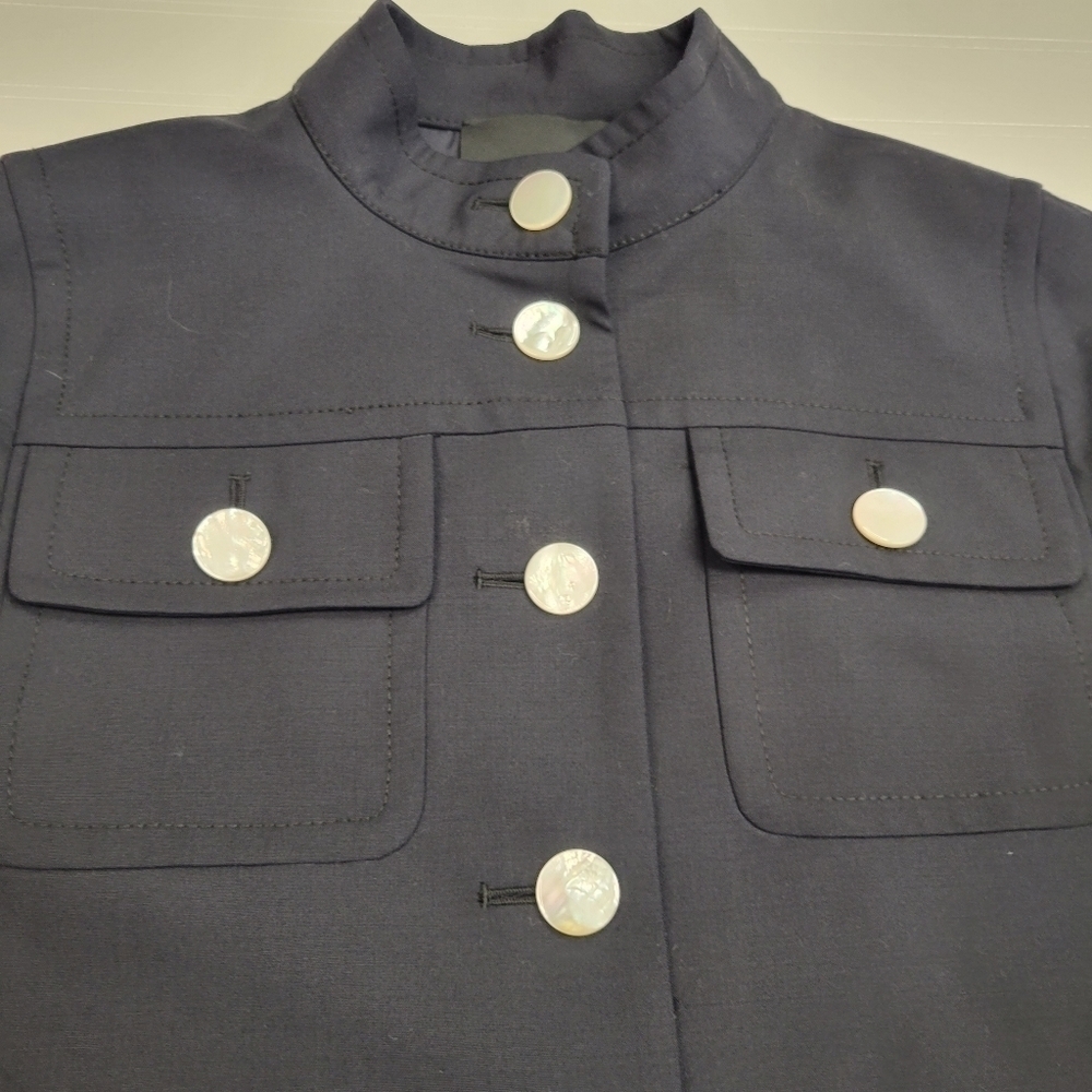 NEW Carlisle Black Stretch Wool Stand Collar Military Jacket Blazer Size 10 - Picture 3 of 12
